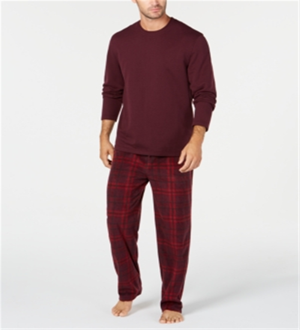 Club Room Men's Plaid Fleece Pajama Set Purple Size XX-Large