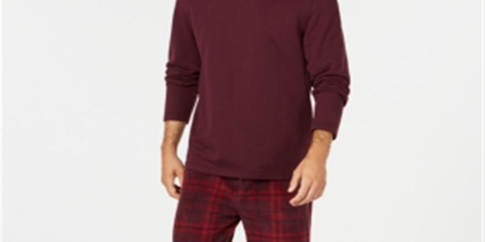 Club Room Men's Plaid Fleece Pajama Set Purple Size XX-Large