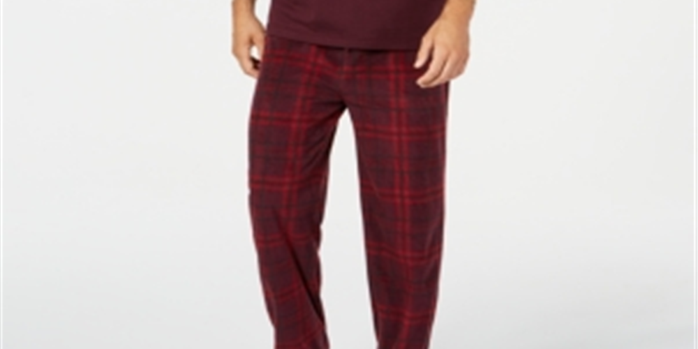 Club Room Men's Plaid Fleece Pajama Set Purple Size XX-Large