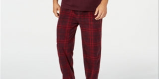 Club Room Men's Plaid Fleece Pajama Set Purple Size XX-Large