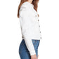 Sanctuary Women's Collette Frayed Neck Denim Jacket White Size Medium