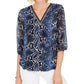 JM Collection Women's Snake Embossed Bubble Top Blue Size Petite Medium