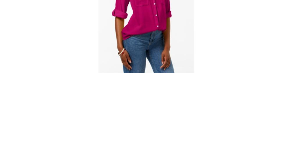 Charter Club Women's Split Neck Utility Shirt Pink Size PSM