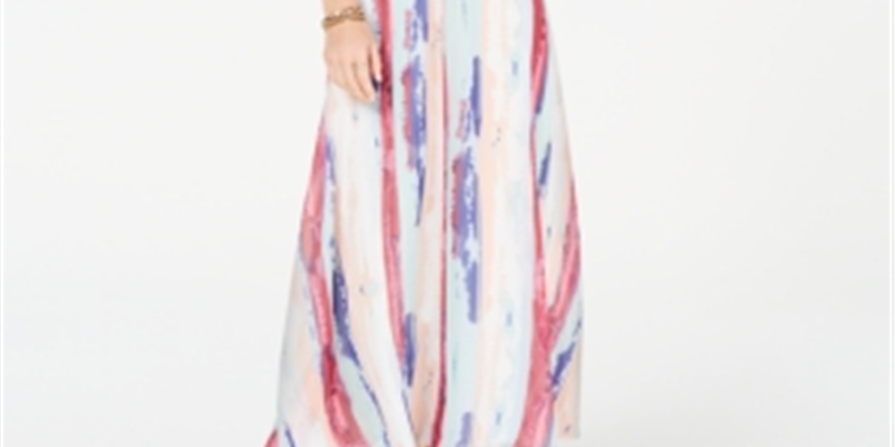 INC International Concepts Women's Rainbow Maxi Dress White Size Petite L