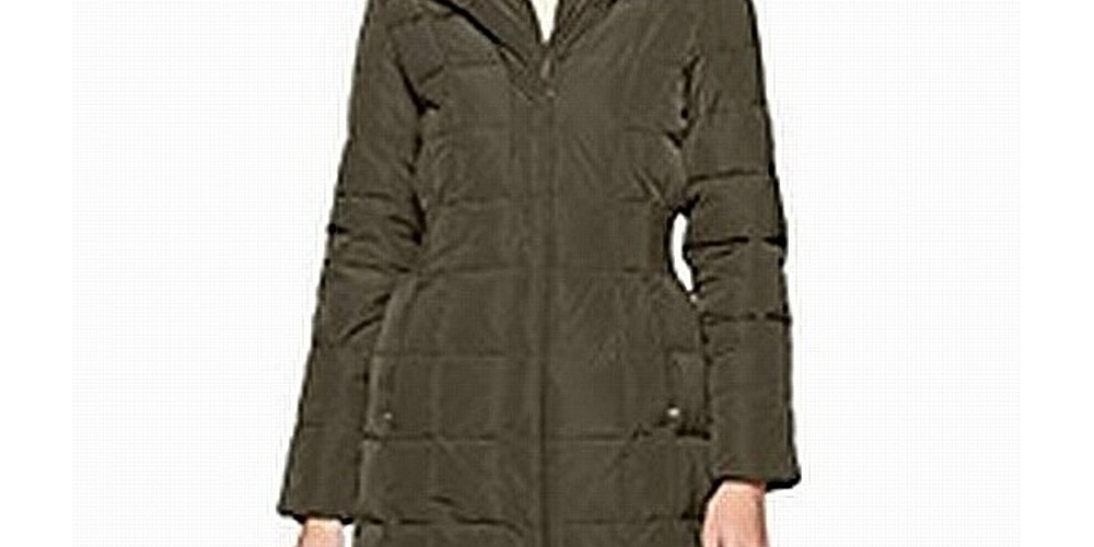 Cole Haan Women's Button Up Hooded Parka Winter Jacket Green Size Large