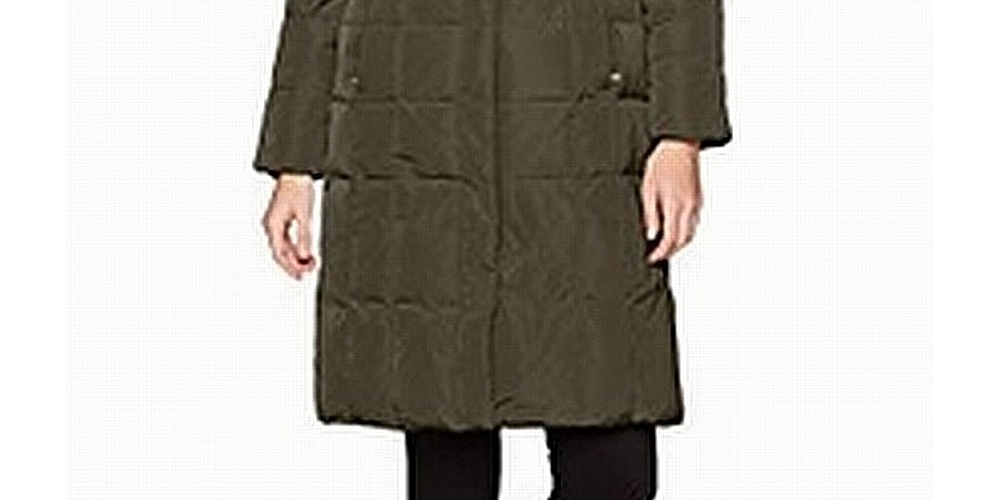 Cole Haan Women's Button Up Hooded Parka Winter Jacket Green Size Large
