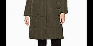 Cole Haan Women's Button Up Hooded Parka Winter Jacket Green Size Large