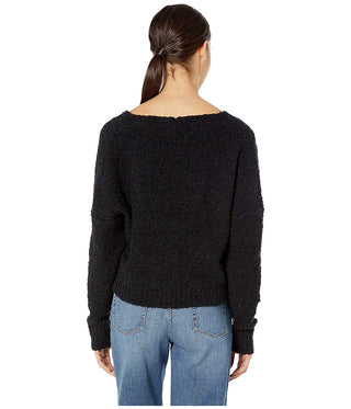 Free People Women's Long Sleeve V Neck Sweater Black Size X-Small