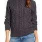 Lucky Brand Women's Crew Neck Cable Knit Sweater Black Size Small