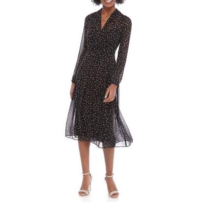 Anne Klein Women's Ritz Dot Fit And Flare Dress Gray Size 4