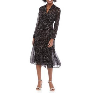 Anne Klein Women's Ritz Dot Fit And Flare Dress Gray Size 4