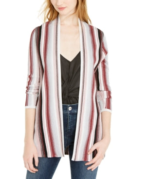 INC International Concepts Women's Striped Open Front Cardigan Pink Size Petite L
