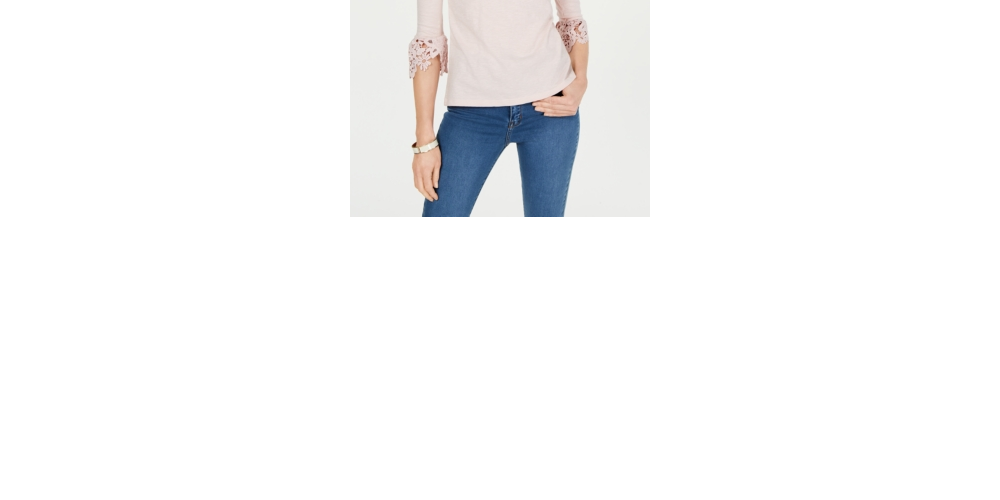 Charter Club Women's Bell Sleeve Embroidered Top Pink Size PSM