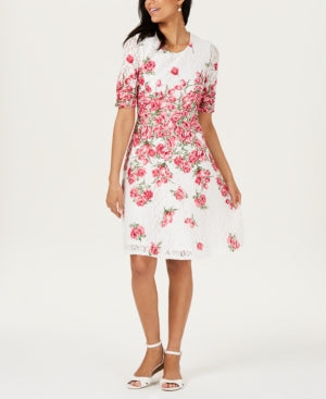 Charter Club Women's Lace Fit & Flare Dress White Size S