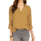 Style & Co Women's Textured Solid Popover Top Yellow Size X-Large
