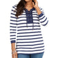 Charter Club Women's Cotton Lace Up Grommet Neck Tunic Blue Size X-Small
