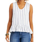 Style & Co Women's Striped Blouse Tank Top White Size Large