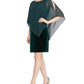 SL Fashions Women's Short Sleeve Jewel Neck Knee Length Sheath Evening Dress Green Size 16