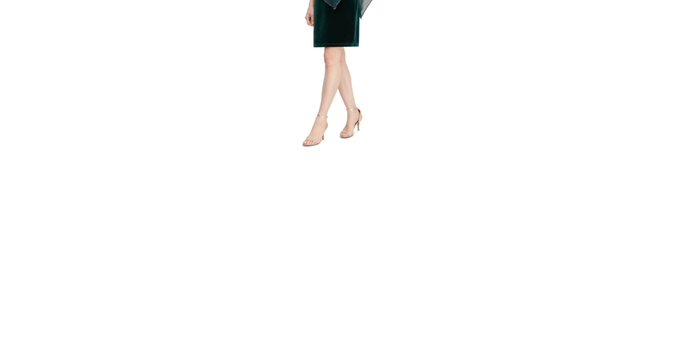 SL Fashions Women's Short Sleeve Jewel Neck Knee Length Sheath Evening Dress Green Size 16