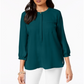 JM Collection Women's Pleated Button Down Blouse Teal Size XS