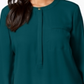 JM Collection Women's Pleated Button Down Blouse Teal Size XS
