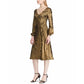 Ralph Lauren Women's Long Sleeve Tea Length Wrap Dress Gold Size 8
