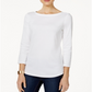 Charter Club Women's Pima Cotton Boat Neck Top White Size 2XL