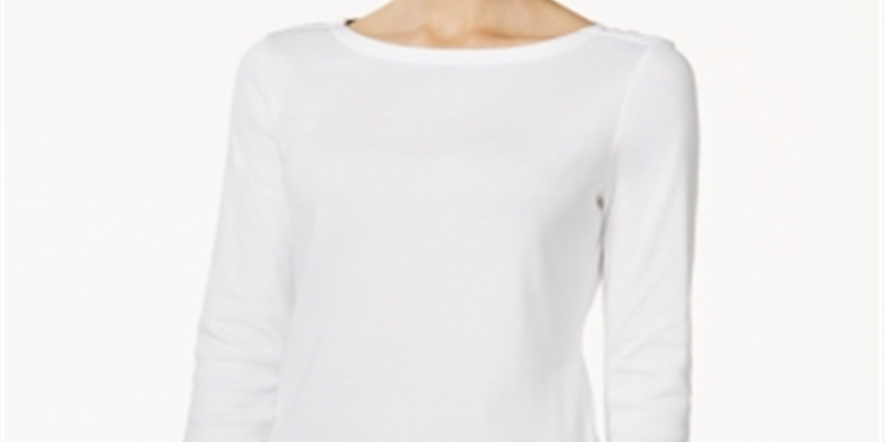 Charter Club Women's Pima Cotton Boat Neck Top White Size 2XL