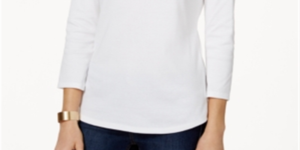 Charter Club Women's Pima Cotton Boat Neck Top White Size 2XL