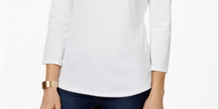 Charter Club Women's Pima Cotton Boat Neck Top White Size 2XL