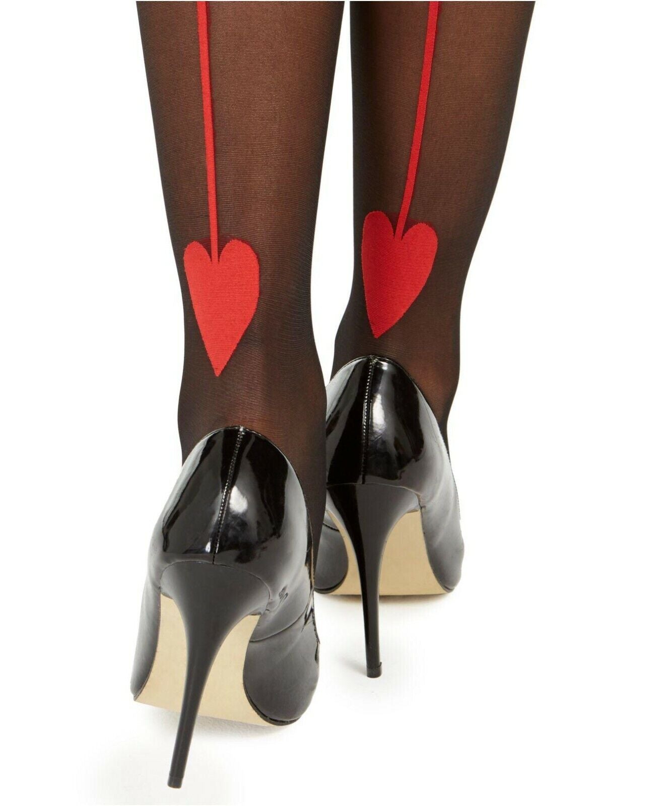INC International Concepts Women's Heart Backseam Tights Black Size X-Small