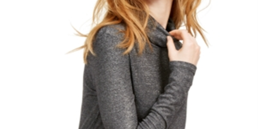 INC International Concepts Women's Shimmer Turtleneck Gray Size XX-Large