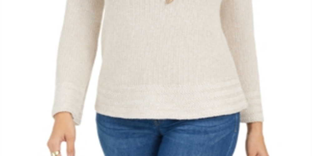 Style & Co Women's Mixed Stitch Sweater Brown Size Petite Medium