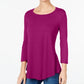 JM Collection Women's 3/4 Sleeve Solid Top Ripe Purple Size Petite Medium