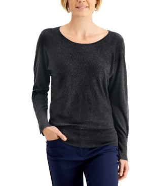 JM Collection Women's Rivet Dolman Sleeve Top Black Size X-Small