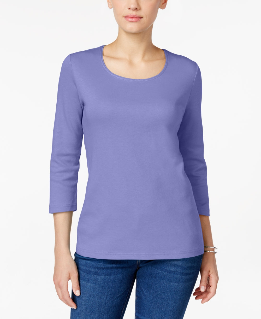 Karen Scott Women's Scoop Neck Top In Purple Size Small