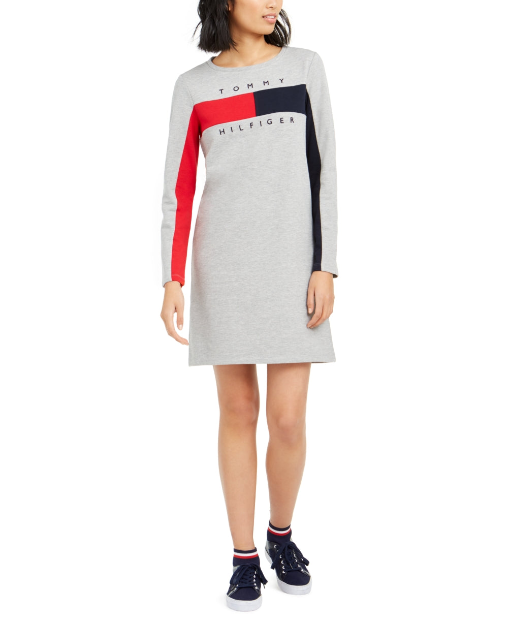 Tommy Hilfiger Women's Mini Logo T-Shirt Dress Gray Size X-Small