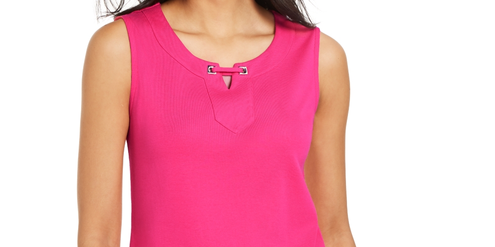 Karen Scott Women's Grommet Trim Tank Top Pink Size X-Small