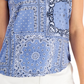 Style & Co Women's Printed Cotton V-Neck Top Blue Size Petite XS