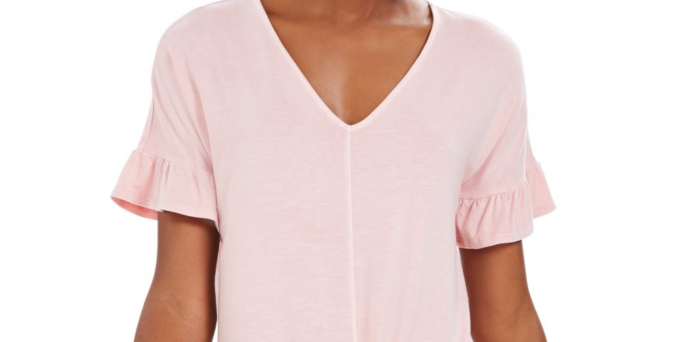 Style & Co Women's Flutter Sleeve Tie Front Top  Pink Size X-Small