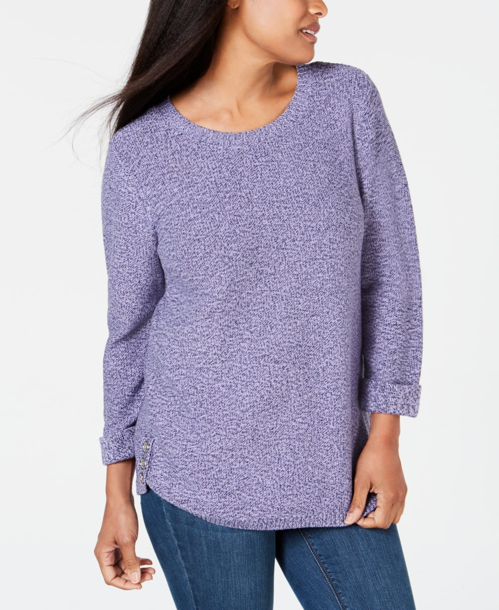 Karen Scott Women's Cotton Marled Sweater Purple Size X-Small