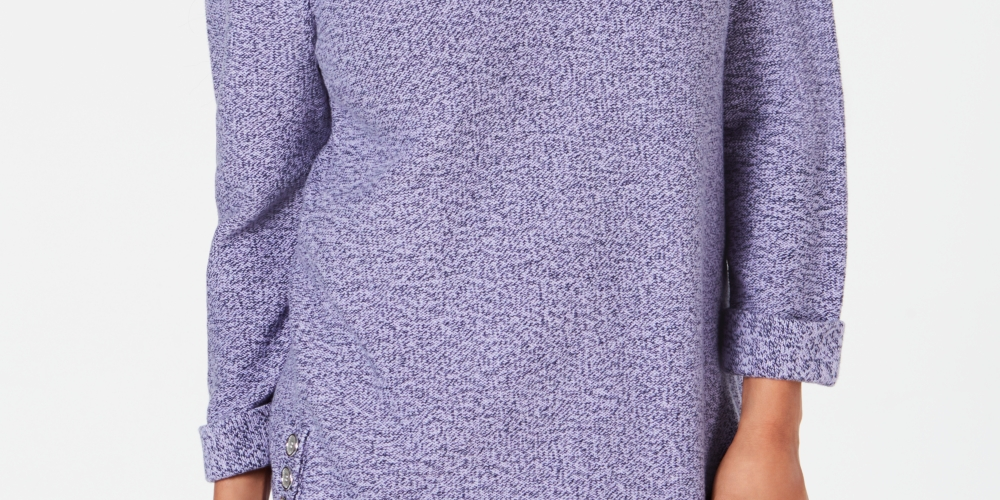 Karen Scott Women's Cotton Marled Sweater Purple Size X-Small