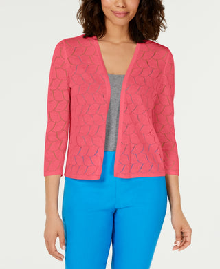 Charter Club Women's Pointelle Completer Cardigan Pink Size Small