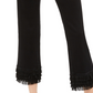 INC International Concepts Women's Fringe Hem Straight Leg Ankle Jeans Black Size 18