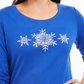 Karen Scott Women's Glitter Snowflake Cotton Top Blue Size Medium