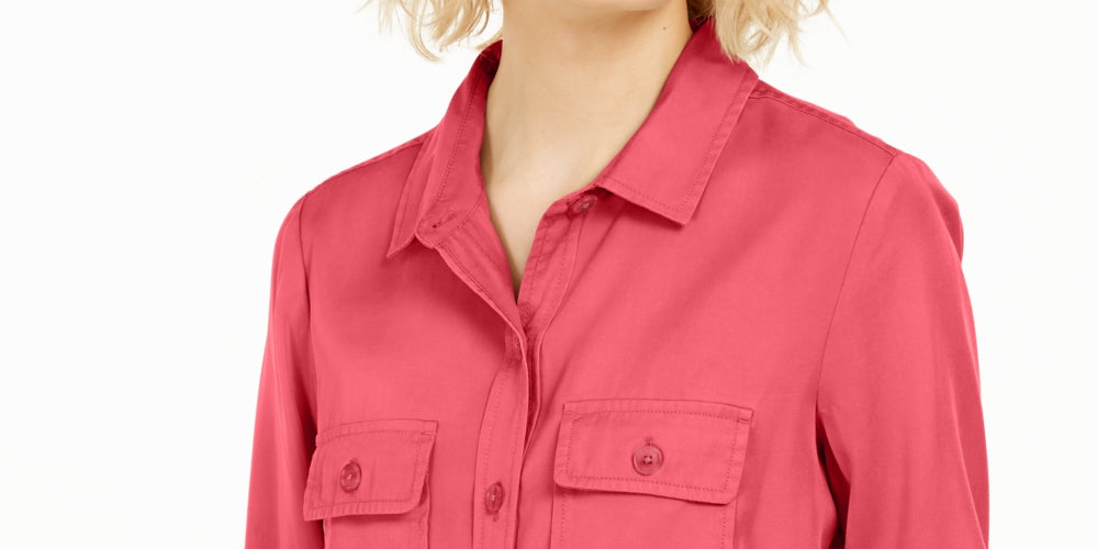 Charter Club Women's Utility Shirt Red Size X-Small