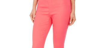 Charter Club Women's Chelsea Twill Tummy Control Cropped Pants Pink Size 4