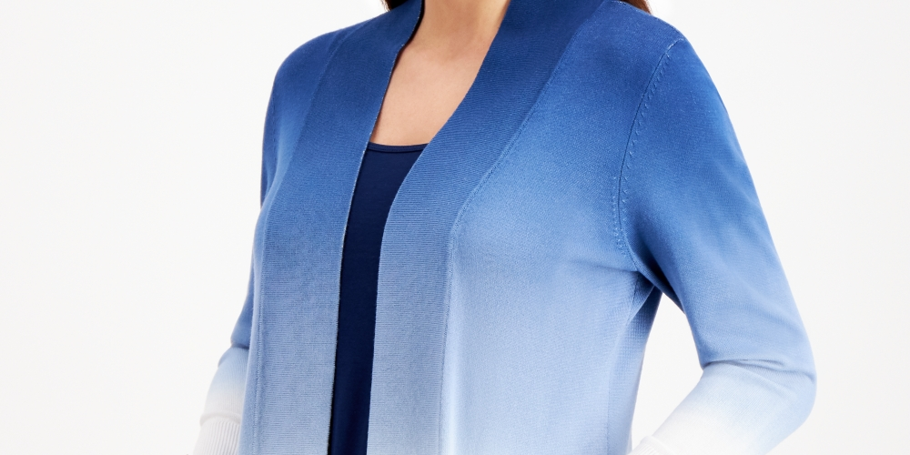 JM Collection Women's Dip Dyed Button Trimmed Cardigan Blue Size X-Small