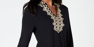 Charter Club Women's 3/4 Sleeve Textured Tunic White Size Petite L