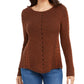Style & Co Women's Textured Speckle Long Sleeve Jewel Neck T-Shirt Sweater Size Beige Size Petite S
